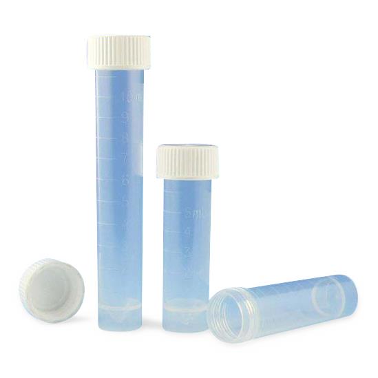 Globe Scientific 10 mL Transport Tube, 10mL, with Separate Green Screw Cap, Polypropylene, Conical Bottom, Self-Standing, Molded Graduations - 6102G - 1000 Each