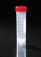 Globe Scientific 50 mL Centrifuge Transport Tube, 50mL, with Attached Red Screw Cap, Polypropylene, Printed Graduations, Conical Bottom, Self-Standing, Sterile, 25 per Bag, 20 Bags / Unit - 6256 - 500 Each