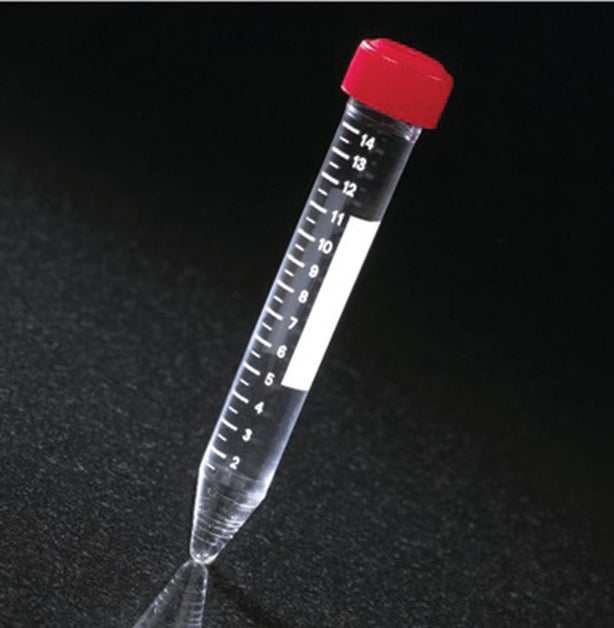Globe Scientific Graduated 15 mL PP Centrifuge Tube, 15mL, with Separate Red Screw Cap, Polypropylene, Printed Graduations - 6264 - 500 Each