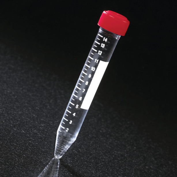 Globe Scientific Graduated 15mL Centrifuge Tube with Printed Graduations, Acrylic, Separate Red Hdpe Screw Cap, Nonsterile - 6267 - 500 Each