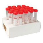 Globe Scientific High-Speed 6296 Diamond MAX Centrifuge Tube, 15mL, Attached Red Flat Top Screw Cap, Polypropylene, Printed Graduations, Sterile, Certified, 25 per Cardboard Rack, 20 Racks / Unit - MDL-DLS6296 - 500 Each