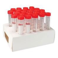 Globe Scientific High-Speed 6296 Diamond MAX Centrifuge Tube, 15mL, Attached Red Flat Top Screw Cap, Polypropylene, Printed Graduations, Sterile, Certified, 25 per Cardboard Rack, 20 Racks / Unit - MDL-DLS6296 - 500 Each
