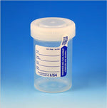 Globe Scientific Tite-Rite Sterile Polypropylene Urine Collection Container with Patient ID Label with Tab, Graduated, Attached White Screw Cap, 60 mL (2 oz.) - 6523 - 500 Each