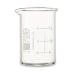GLOBE SCIENTIFIC Griffin-Style Glass Beaker, Low-Form, 20 mL - 8010020 - 48 Each