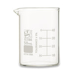 GLOBE SCIENTIFIC Griffin-Style Glass Beaker, Low-Form, 50 mL - 8010050-12 - 12 Each