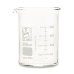GLOBE SCIENTIFIC Griffin-Style Glass Beaker, Low-Form, 250 mL - 8010250 - 48 Each