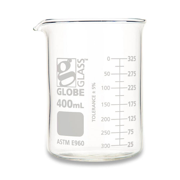 GLOBE SCIENTIFIC Griffin-Style Glass Beaker, Low-Form, 400 mL - 8010400 - 48 Each