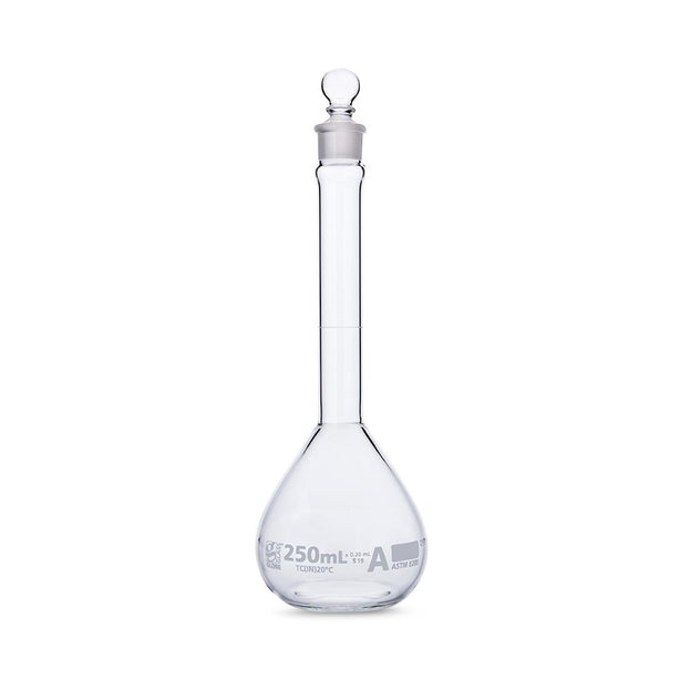 Globe Scientific Cls WM Gls byGlobeSci 250 mL Volumetric Flask, Glass, Class A, Wide Mouth, 6 per Box - 8230250 - 12 Each