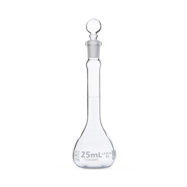 GLOBE SCIENTIFIC GLS by GlobeSci 25 mL Volumetric Flask, Glass, Class B, 6 per Box - 8250025-6 - 6 Each