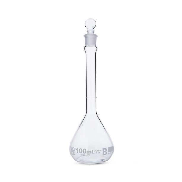 GLOBE SCIENTIFIC GLS by GlobeSci 100 mL Volumetric Flask, Glass, Class B, 6 per Box - 8250100-6 - 6 Each