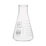 GLOBE SCIENTIFIC Wide-Mouth 1000 mL Erlenmeyer Flask, Glass, Wide Mouth, 6 per Box - 8411000 - 24 Each