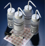 Globe Scientific Write on Panel Polypropylene Graduated Round Bottle with Wide Mouth and Screw Cap, 500 mL - DLSBWP0500PG