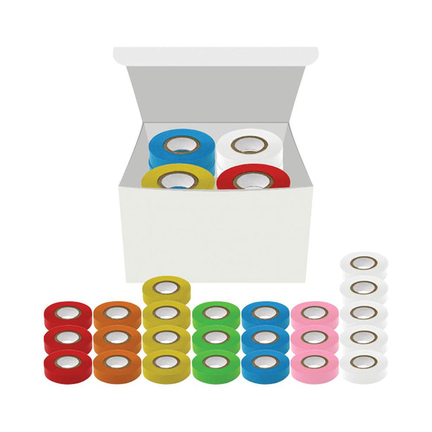 Globe Scientific Labeling Tape, Assorted Colors, 1/2" x 500" Roll, 24 Rolls/Case - LT-05X500RW - 24 Each