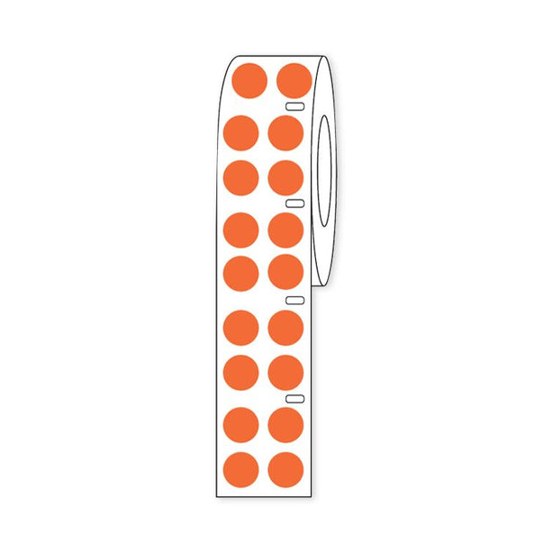 Globe Scientific Labeling f / Cryogenic Storage by GlobeSci Cryo Direct Thermal Label Roll, for 2 mL Tubes, Orange, 13 mm Dots - LTC-13N - 4000 Each