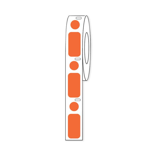 Globe Scientific Label RollsLabel/DotCombo Label/Dot Combo Roll, Cryo, Direct Thermal, for 1.5 mL Tubes, Orange, 24 x 13 mm and 9.5 mm Dot - LTC-24X13-95N - 500 Each