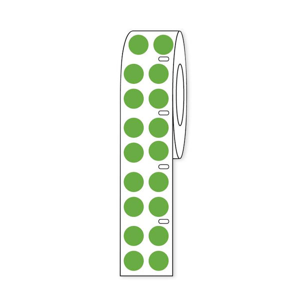 Globe Scientific Labeling f / Cryogenic Storage by GlobeSci Cryo Direct Thermal Label Roll, for 1.5 mL Tubes, Green, 9.5 mm Dots - LTC-95G - 4000 Each