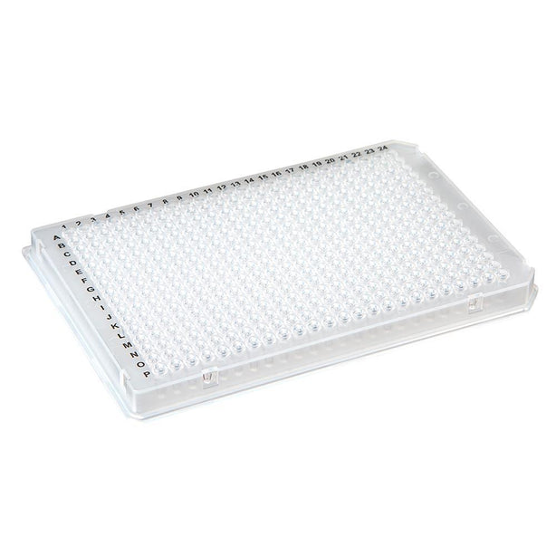 Globe Scientific 384-Well PCR Plate, A24/P24 2-Notch, (ABI-Style), White - PCR-384-ROCW - 10 Each