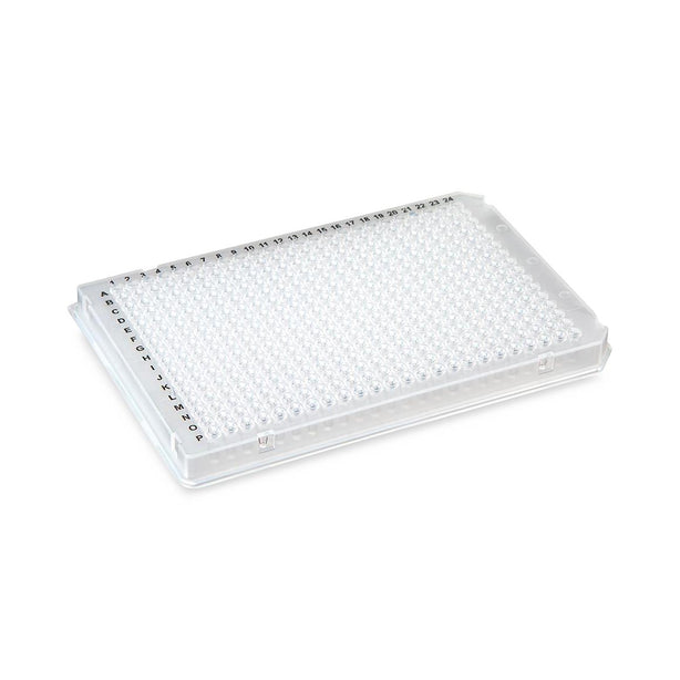 Globe Scientific 384-Well PCR Plate, A24/P24 2-Notch, (ABI-Style), White - PCR-384-ROCW - 10 Each