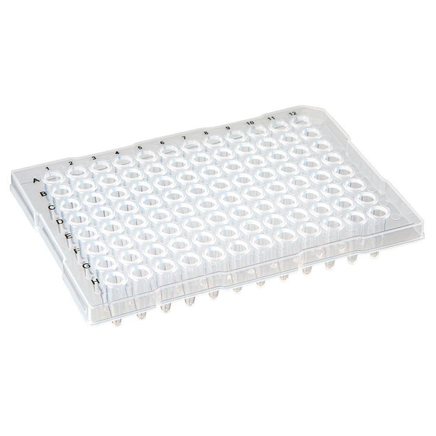 Globe Scientific 96-Well PCR Plate, Half Skirt (ABI-Style), Flat Top, Clear, 0.2mL Wells - PCR-HS-FL02 - 10 Each