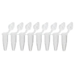 Globe Scientific Strip QuickSnap 0.2 mL 8-Strip PCR Tubes with Attached Dome Caps, Clear - PCR-QS-02D - 120 Each