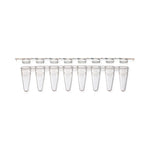 Globe Scientific Strips 8-Strip PCR Tubes with Separate Flat Caps, Low-Profile, 0.1mL, Natural - PCR-STR-01FW - 125 Each