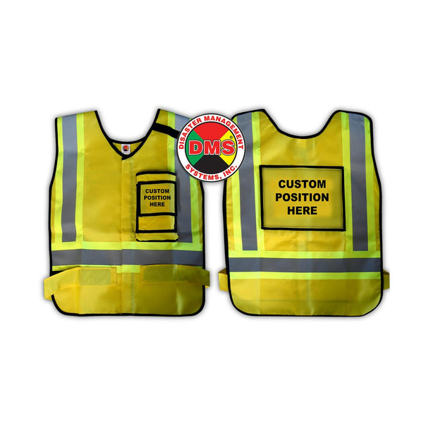 Disaster Management Systems DMS ANSI Dynamic Vest with 1 Custom Imprinted Placard Set, Yellow - 05820 - 1 Each