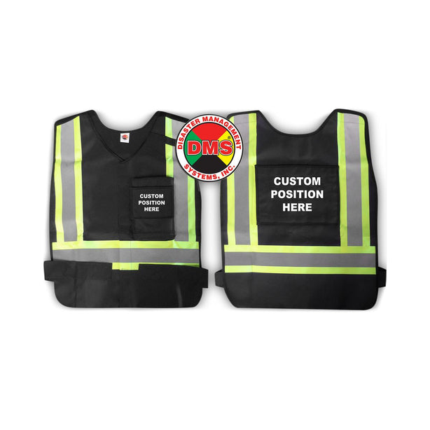 Disaster Management Systems DMS ANSI Dynamic Vest with 1 Custom Imprinted Placard Set, Black - 05828 - 1 Each