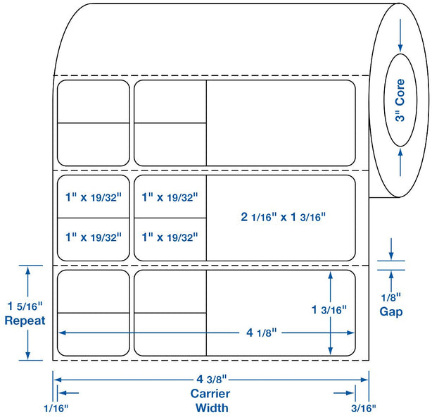 Centurion Centurion Blank Direct Thermal Printer Labels with Scores DTL1063 - 4.0 Roll - MDL-DTL1063