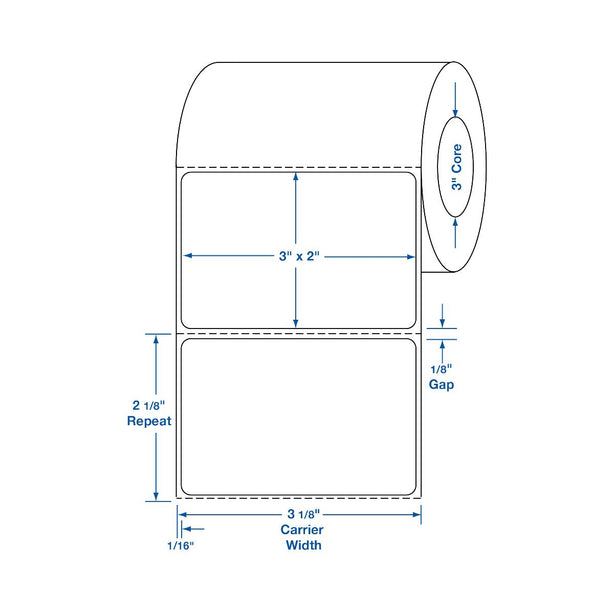 Blank Labels with 3" Core - DTL528 - 8 Roll - MDL-DTL528