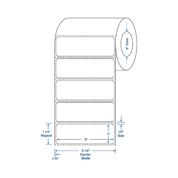 Blank Labels with 3" Core - DTL547 - 8 Roll - MDL-DTL547
