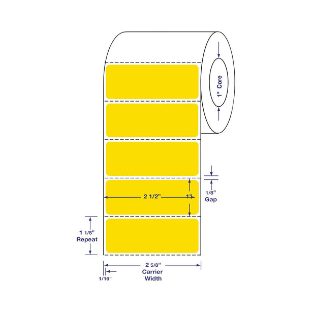 Centurion Yellow Direct Thermal Printer Labels - DTL613YF - 30 Roll - MDL-DTL613YF