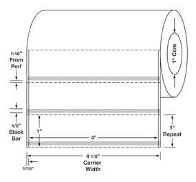 Centurion Labels: Quattro Rx Syringe Specifications Label, Perforated with Black Bar, 4