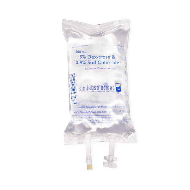 Diamedical Usa Equipment Education Prefilled Simulated 5% Dextrose and 0.9% NaCl Solution IV Bag for Educational Use Only, 50 mL - DUEIV058620