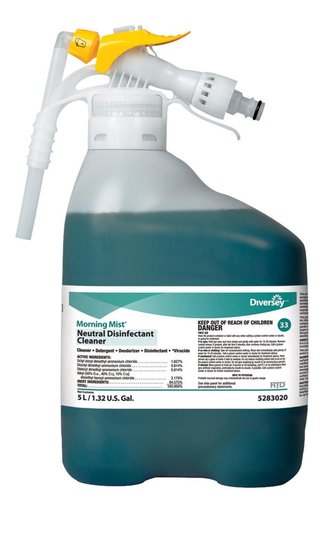 Diversey Morning Mist Neutral Disinfectant Cleaner, 5 L, RTD Bottle - DVY5283020