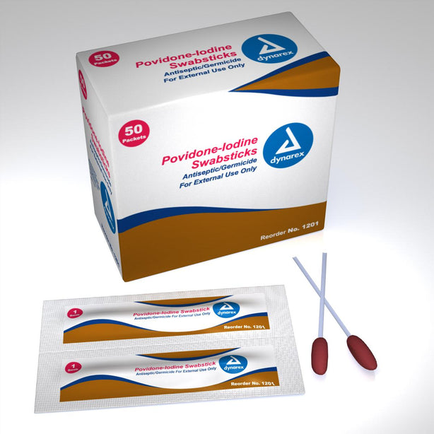 Dynarex Corporation Povidone Iodine Swabsticks 1201 - 500.0 Each - MDL-DYA1201