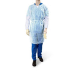 Dynarex 2145 Disposable Full-Back Polyethylene-Coated SMS Isolation Gown with Elastic Wrists, White - MDL-DYA2145 - 50 Each
