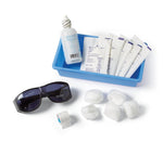 Medline Cataract Eye Care Kit with Cotton Balls, Oval Eye Pads, Sterile Eyewash, Micropore Tape, and Gray Protective UV Glasses - DYND09000 - 8 Each