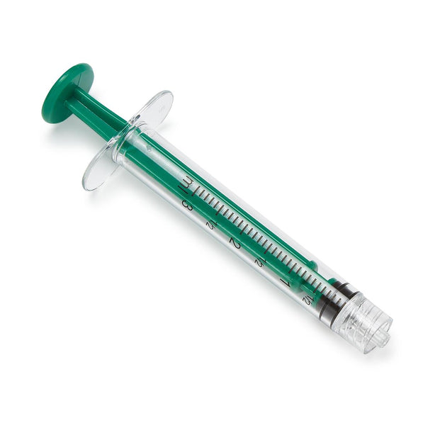 High-Pressure Polycarbonate Medication Syringe with Fixed Male Luer Lock Fitting, 3 mL, Dark Green, Sterile Colored - DYNJSYRPC3DG - 10 Each