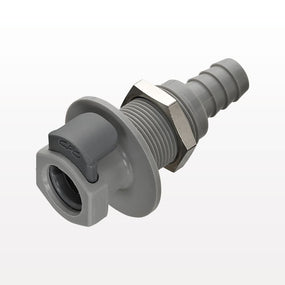 EFC12 Connector, Panel Mount Body, Valved, Barbed - Fits 1/4 inch ID Tubing (0.25 inch, 6.35mm) - EFCD16412