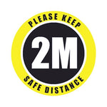 Ergomat COVID-19 Social Distancing and Strips DSV-SIGN "Please Keep 6FT Safe Distance" Safety Sign, Round Yellow, 12" - 144-SD-A - 1 Each