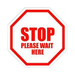 Ergomat COVID-19 Social Distancing and Strips DSV-SIGN "Stop Please Wait Here" Safety Sign, Octagonal White / Red, 12" - 144-SD-K - 1 Each