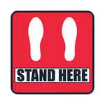 Ergomat COVID-19 Social Distancing and Strips DSV-SIGN "Stand Here" Safety Sign, Square Red, 4" - 16-SD-J - 1 Each