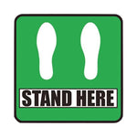 Ergomat COVID-19 Social Distancing and Strips DSV-SIGN "Stand Here" Safety Sign, Square Green, 4" - 16-SD-O - 1 Each