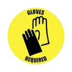 Ergomat COVID-19 Social Distancing and Strips DSV-SIGN "Gloves Required" Safety Sign, Round Yellow, 6" - 36-SD-C - 1 Each