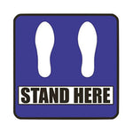 Ergomat COVID-19 Social Distancing and Strips DSV-SIGN "Stand Here" Safety Sign, Square Blue, 6" - 36-SD-H - 1 Each