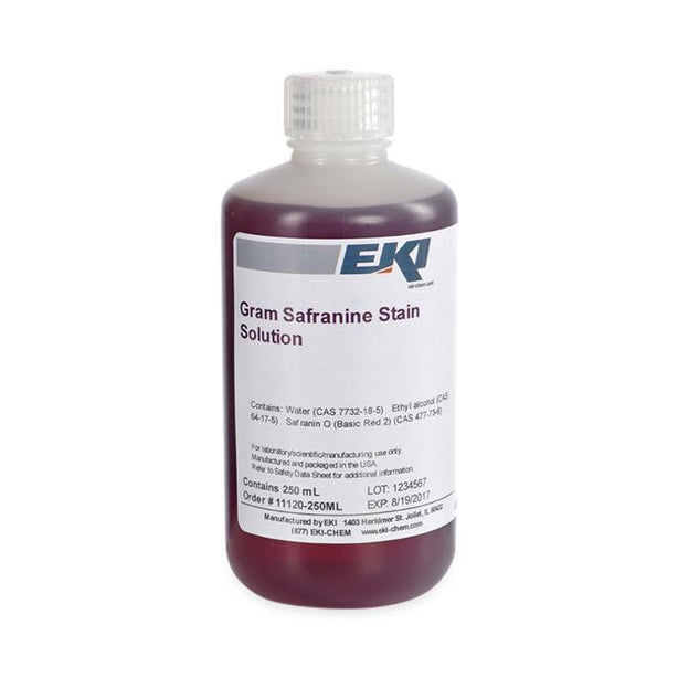 Ek Industries Solution 11120-250ML Stain, Gram Safranine Soln, 250ML, Ea - MDL-EKI11120250ML - 1 Each