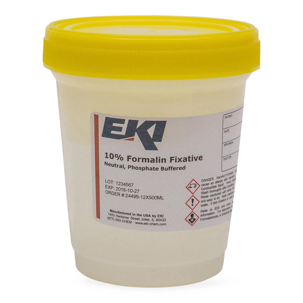 Ek Industries NBF 24499-12X500ML Prefilled 10% Neutral Buffered Formalin, 500 mL, 12 per Case - MDL-EKI449912X500 - 12 Each