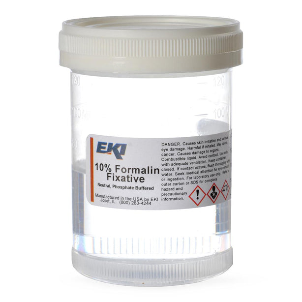 Ek Industries NBF 24499-200X120ML Prefilled 10% Neutral Buffered Formalin, 120 mL, 200 per Case - MDL-EKI499200X120 - 200 Each