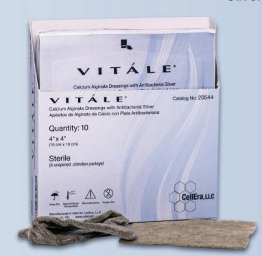 Cellera Vitale Silver Calcium Alginate Dressing, 4" x 4" - 20544 - 100 Each