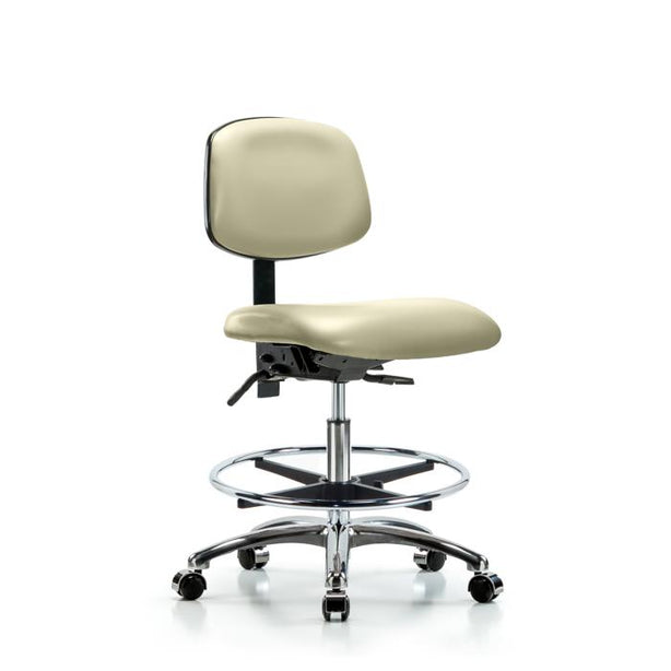 E Com Seatin E Medium Bench-Height Chair with Foot Ring, Vinyl, Adjustable Height - VMBCH-CR-T0-A0-CF-CC-8501 - 1 Each